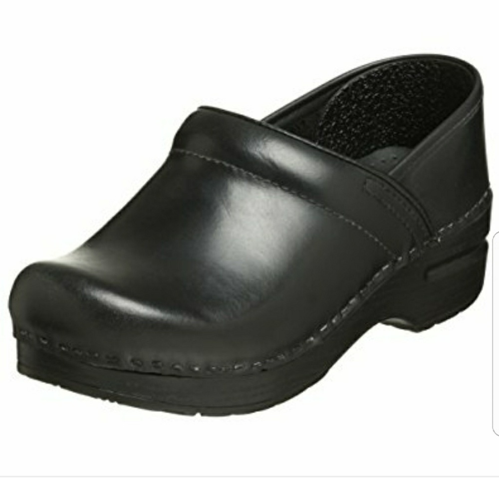 Dansko black leather clogs